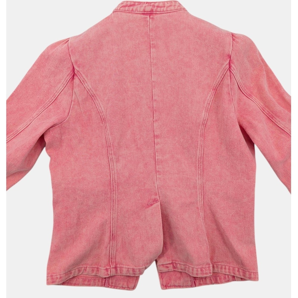 Savanna Jane Pink Denim Military Jacket Frog Closure Cotton Size M - Picture 3 of 7
